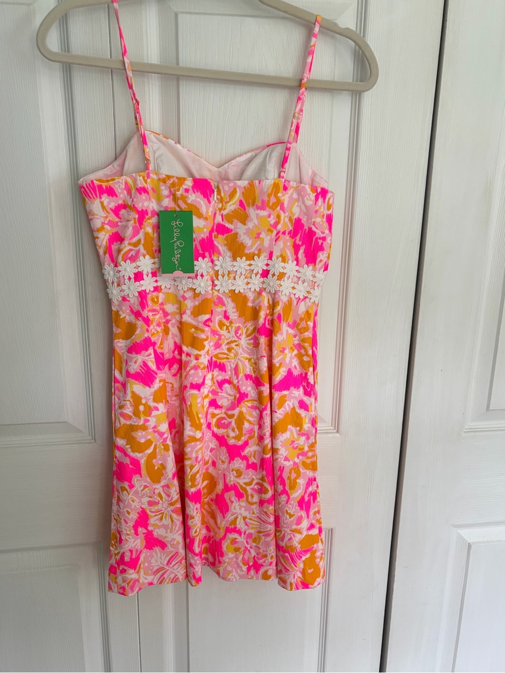 NWT Lilly Pulitzer Pink, Yellow & White Floral with Lace Trim Lenore Dress - Picture 2 of 7